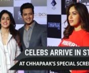 Riteish Deshmukh and Genelia D&#39;Souza attended the special screening of Chhapaak in the city. Bhumi Pednekar was also clicked as she arrived in a red sweatshirt and black denim skirt teamed up with a pair of sneakers. They all looked fabulous and stylish as they posed for the shutterbugs. Watch the video for more.