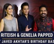 Riteish Deshmukh and Genelia D&#39;Souza were recently captured at Javed Akhtar&#39;s 75th birthday bash. The couple, who have been together for over eight years now looked just perfect together and set major couple goals for us. Check it out.