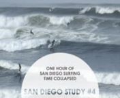 This video was created from one hour of source footage shot from a bluff in San Diego the morning of Jan 21, 2014. I was interested in exploring the manipulation of water and to see how the movements and patterns from surfing interact. Watching surfing typically happens in one or two ways: in films/videos or in person standing on a pier, beach or bluff. In most surf films, the riders are so talented and the waves are so good it becomes an abstraction from the average viewer&#39;s/surfer’s experien