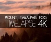 My obsession with chasing the fog on Mount Tamalpais over the last 18 months comes together in this 90 second timelapse video. One and half years of foggy sunrises and sunsets just north of San Francisco, CA. When the conditions were right, I would be up and out the door by 4:00 in the morning to make the 45-minute drive and 30-minute hike up Mt. Tam to be setup for the sunrise. In the evenings I would race home from work, grab my gear, and head back out, often running down the trail with a back