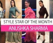 We are presenting to you the brand new series of Pinkvilla -n Style Star, where we pick one style star and break down 10 of their looks for you guys and this month we have picked- Anushka Sharma. nnAnushka served us some seriously chic looks as she was promoting Jab Harry Met Sejal with Shah Rukh Khan. Her looks included chic checkered dresses with a striped trench coat, monotone looks, desi looks and even fusion looks. nnWatch on as we break down Anushka&#39;s style for you and show you what she wo