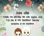 Customize this video at https://seemymarriage.com/product/nikah-nama-cute-cartoon-muslim-couple-save-the-date-invitation-video/nCreate more Wedding invitations @ https://seemymarriage.com/create-wedding-invitation-video-card/nCreate Wedding videos @ https://seemymarriage.com/video-invitations/?pa_events=WeddingnAbout the Video nThe Story:&#39;And we created you in pairs.&#39; Marrying someone who loves Allah will show you more about your future than anything else you will hear or see. The light and sere