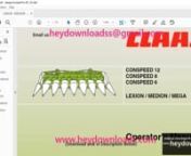 https://www.heydownloads.com/product/claas-lexion-medion-mega-conspeed-12-conspeed-8-conspeed-6-operators-manual-pdf-download/nnClaas LEXION / MEDION/ MEGA CONSPEED 12 CONSPEED 8 CONSPEED 6 Operator&#39;s Manual - PDF DOWNLOADnn1 IntroductionnIntroduction 11nValidity 12n2 Contents 21n3 PrefacenSpecial care 31nIdentification plate 32nTransport on public roads 33nSpecial note for CONSPEED Cn(non-folding) 33nTransport CONSPEED 12 C 34nProtective equipment for road transport 36nDriving lights during roa