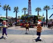 Phineas and Ferb are driving around Disney California Adventure, throwing a Rockin’, Rollin’ Dance Party. They are so busted! At least, according to big sister Candace. Guests watch Disney Channel’s Phineas and Ferb roll out the tunes and bust some moves, several times a day. Younger guests (and their parents!) join in the fun, as the Fireside Girls lead them in new dances, set to familiar tunes from the series. Songs include Gitchee Gitchee-Goo, Phinedroids and Ferbots, Disco Miniature Go