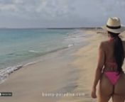Booty bubble butt sexy thong bikini latina girl on the beach walking through the waves from sexy girl booty