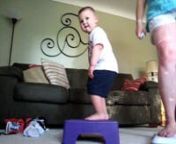 Luke likes to go along with the Wii Fit!