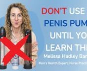 In this eye-opening video, Melissa Hadley Barrett, Nurse Practitioner and Director of RS Health Clinic sheds light on a critical aspect of penis pump usage—limiting sessions to 10 minutes per day. She emphasises the risk of permanent damage, such as Vascular Leak, when pump users exceed this timeframe. Sadly, this crucial knowledge is often overlooked, especially by those purchasing products online without consulting healthcare professionals for guidance on suitability and proper usage.nnCheck