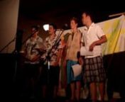 Josh, Gareth, Andrew, and Kevin sing The Banana Boat Song as an enchor at Naramata 2009 Music Week Talent Showcase.nnEnjoy!