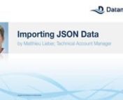 How to import JSON data into Datameer.nFor more videos http://www.datameer.com/learn/index.htmlnnThe basic JSON types are numbers, strings, boolean (true or false), and arrays. Datameer allows you to easily import this kind of data to perform your analytics. nnThis video also belongs to the following categories: big data, what is bi, big data big analytics, visualization software, business intelligence analyst, business intelligence bi, analytic dashboards, big data discovery, data visualization