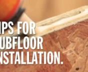 This is an instructional video on how to properly store, install, space, and fasten OSB subfloor. Whether you&#39;re building a subdivision, or a home renovation, following 3 basic principals can make your builds flawless every time.nn1. Moisture Management - Keep your OSB subfloor dry before and after you installn2. Proper spacing - Make sure you properly space your OSB subfloor to avoid bucklingn3. Proper fastening - Make sure you use proper fasteners and space them accordingly nnhttp://www.norbor