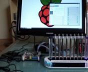 An 8 tube IN9 display device is controlled via a Raspberry Pi computer.An interface card is connected to the Raspberry GPIO pins.The card has a real time clock, 8 ADC inputs, 8 bidirectional I/O lines and 16 PWM outputs.The PWM outputs are used to control the IN9 tubes.