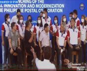 President Rodrigo Roa Duterte attends the launching of the Digital Innovation and Modernization of the Philippine Postal Corporation (PHLPost) at Liwasang Bonifacio in the City of Manila on May 19, 2022.&#60;br/&#62;&#60;br/&#62;Upon arrival, the President passes through the 46 brand new vans acquired by PHLPost and listens to a briefing on the PHLPost’s digital innovations and modernization efforts that include the following: (1) Mobile App; (2) Enterprise Resource Planning (ERP) covering the digitalization of the entire organization to include the new website, Mail Management System (MMS) — with an automated letter sorting machine that can process 40,000 mails per hour — Corporate Financial Management Information System (CFMIS), Financial Counter System (FCS), Human Resource Information System; and (3) cutting edge Postal Card with advanced financial features.&#60;br/&#62;&#60;br/&#62;The Chief Executive further checks the Command Center that monitors real-time Post Office operations. These changes in PHLPost form part of President Duterte’s goal to expedite the delivery of government services to Filipinos as embodied in Republic Act No. 11032 or the Ease of Doing Business and Efficient Government Service Delivery Act of 2018.&#60;br/&#62;&#60;br/&#62;PHLPost is a Government-Owned and Controlled Corporation (GOCC) under the Office of the President (OP) tasked to mainly provide postal services and deliveries in the Philippines as well as to other nations.&#60;br/&#62;&#60;br/&#62;#TheManilaTimes&#60;br/&#62;#HealAsOne&#60;br/&#62;#DuterteLegacy&#60;br/&#62;#ComfortableLifeForAll&#60;br/&#62;#PartnerForChange