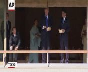 After President Donald Trump was officially welcomed to Japan by Prime Minister Shinzo Abe, the pair fed Asian koi carp together.