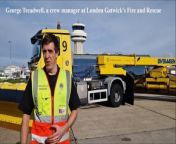 George Treadwell, a crew manager at London Gatwick&#39;s Fire and Rescue, gives a tour around one of the airport&#39;s 9 Øveraasen snow ploughs, which has been transition from diesel to Hydrotreated Vegetable Oil (HVO).London Gatwick has cut carbon emissions from its diesel vehicles by 90% by swapping the fuel for HVO. The switch means London Gatwick will save more than 950 tonnes of carbon emissions per annum.