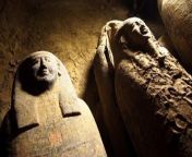 Archaeologists discovers 13 wooden coffins in the ancient Egyptian necropolis of Saqqara.