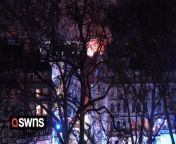 Footage shows a huge fire roaring out of the top of a South Kensington building - which left 11 people in hospital.&#60;br/&#62;&#60;br/&#62;The blaze broke out in the Emperor&#39;s Gate property at 12:31am today (Fri).&#60;br/&#62;&#60;br/&#62;London Fire Brigade (LFB) said 15 engines and around 100 firefighters attended.&#60;br/&#62;&#60;br/&#62;Eleven people were treated for smoke inhalation in hospital, the service added.