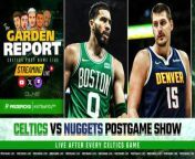 The Garden Report goes live following the Celtics game vs the Nuggets. Catch the Celtics Postgame Show featuring Bobby Manning, Josue Pavon, Jimmy Toscano, A. Sherrod Blakely and John Zannis as they offer insights and analysis from Boston&#39;s game in Denver.&#60;br/&#62;&#60;br/&#62;This episode of the Garden Report is brought to you by:&#60;br/&#62;&#60;br/&#62;Get in on the excitement with PrizePicks, America’s No. 1 Fantasy Sports App, where you can turn your hoops knowledge into serious cash. Download the app today and use code CLNS for a first deposit match up to &#36;100! Pick more. Pick less. It’s that Easy! &#60;br/&#62;&#60;br/&#62;Nutrafol Men! Take the first step to visibly thicker, healthier hair. For a limited time, Nutrafol is offering our listeners ten dollars off your first month’s subscription and free shipping when you go to Nutrafol.com/MEN and enter the promo code GARDEN!&#60;br/&#62;&#60;br/&#62;Football season may be over, but the action on the floor is heating up. Whether it’s Tournament Season or the fight for playoff homecourt, there’s no shortage of high stakes basketball moments this time of year. Quick withdrawals, easy gameplay and an enormous selection of players and stat types are what make PrizePicks the #1 daily fantasy sports app!&#60;br/&#62;&#60;br/&#62;#Celtics #NBA #GardenReport #CLNS