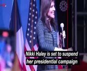 Former U.S. Ambassador to the United Nations Nikki Haley is set to suspend her presidential campaign on Wednesday, according to a source familiar with her plans. Veuer’s Maria Mercedes Galuppo has the story.