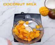 Healthy Mango Coconut Frozen Yogurt&#60;br/&#62;&#60;br/&#62;Ingredients (for 4 servings)&#60;br/&#62;3 cups mango(120 g), frozen&#60;br/&#62;½ cup coconut milk(120 mL)&#60;br/&#62;½ cup greek yogurt(145 g)&#60;br/&#62;2 tablespoons honey&#60;br/&#62;&#60;br/&#62;Preparation&#60;br/&#62;Combine ingredients into a food processor or high-speed blender.&#60;br/&#62;Pour into a pan and smooth into an even layer.&#60;br/&#62;Freeze for 2 hours, or until frozen but still a little soft for scooping. (If freezing overnight, cover with a lid or plastic wrap, but let it sit out at room temperature for about 5-10 minutes before scooping).&#60;br/&#62;Scoop into a bowl and top with your favorite toppings.&#60;br/&#62;Enjoy!