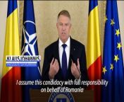 Romania&#39;s President Klaus Iohannis announces his candidacy to succeed Jens Stoltenberg as NATO chief, at a crucial time for the alliance. For the past two years, the US-led defence alliance has navigated a challenging security environment in the face of Russia&#39;s invasion of Ukraine.