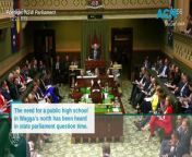 The state member for Wagga, Joe McGirr, raises the issue of a future public high school for the city&#39;s northern suburbs in parliament on March 12, 2024. Footage by NSW Parliament
