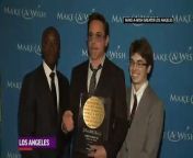 Robert Downey Jr. left his Iron Man suit at home as he was honored for his work with Make-a-Wish at a fundraising gala in Los Angeles.
