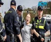 Climate activist Greta Thunberg was detained by Dutch police on April 6 after she and a group of marchers blocked a road in The Hague to protest against fossil fuel subsidies.