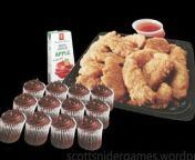 A 3D video, of a cupcakes, chicken strips and apple juice box platter. Created by Scott Snider using 3DS MAX. Uploaded 04-05-2024.