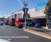 WATCH: Emergency services attend the Armada shopping centre on April 11, 2024 following reports of water in shops.