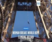 Anouk Garnier, an obstacle course world champion, broke a record by climbing up to the second floor of the Eiffel Tower.