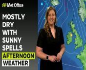 It will be a dry afternoon for many, with plenty of sunny spells. However, cloud will spread southwards across much of the UK through the afternoon and into the evening. There may be the odd spot of rain across Scotland. – This is the Met Office UK Weather forecast for the morning of 20/04/24. Bringing you today’s weather forecast is Ellie Glaisyer.