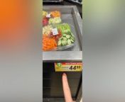 While at her local grocery store, this woman came upon what could be the most expensive vegetable platter. The platter consisted of baby carrots, cut cucumbers, cauliflower, and celery, all wrapped up for &#36;45.