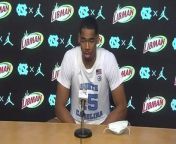 Garrison Brooks speaks to the media following UNC&#39;s 79-60 victory over College of Charleston on November 25, 2020