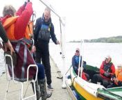 Members of the Rotary Club of Rutland and the Rotary Club of Uppingham visited Rutland Sailability, a charity receiving their donation of a new hoist to help people with limited mobility into and out of sailing boats. Rotarian Di Holden volunteered to be hoisted into a boat using the new equipment.