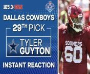 With the 29th pick in the NFL Draft, the Dallas Cowboys selected Tyler Guyton, offensive tackle from Oklahoma. Hear the Draft Show break down the pick in the video above!