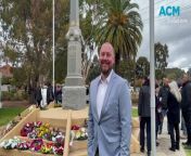 Alister Hosking talks about honouring his 100 year old veteran grandfather at the Kangaroo Flat ANZAC Day service.
