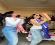 Duo girls dancing on hindi song