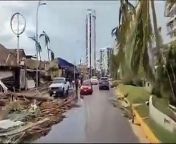 Devastation in the streets of Acapulco by the Coastal Zone of Miguel Aleman after the passage of Hurricane Otis