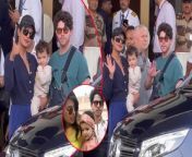 Don Actress Priyanka Chopra with spouse &amp; star musician Nick Jonas, spotted at Mumbai Airport in India. However, the duo&#39;s cutest daughter Maltie Marie Chopra Jonas grabbed the entire media&#39;s attention as always!
