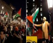 Pro-Palestine protesters gather outside Downing Street after Rafah airstrikes from melayu boleh down