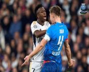 Vinicius Jr scored what proved to be the decisive goal against RB Leipzig but the Brazilian was extremely lucky to still be on the pitch when he did so.&#60;br/&#62;&#60;br/&#62;Vinicius was involved in an altercation with Leipzig&#39;s Willi Orban shortly after half-time as he took exception to his reaction to a heavy challenge.&#60;br/&#62;&#60;br/&#62;The winger rounded up to Orban before shoving him in the throat with both hands.&#60;br/&#62;&#60;br/&#62;Orban went down and it was a nervy moment for Madrid fans as the referee approached the Madrid man but he was only shown a yellow card.&#60;br/&#62;&#60;br/&#62;The tension rose in the Bernabeu as play continued to be halted for a VAR review but the on-field decision was somewhat surprisingly upheld. &#60;br/&#62;&#60;br/&#62;&#60;br/&#62;The Leipzig players were raging at the decision and they must have been even more furious after watching Vinicius double his side&#39;s lead in the last-16 tie with a brilliant finish. &#60;br/&#62;&#60;br/&#62;The 23-year-old was slid in by Jude Bellingham on the break and found the top corner with a first-time strike from just inside the area.&#60;br/&#62;&#60;br/&#62;Leipzig wasn&#39;t done yet and it was the man that Vinicius shoved who got them back into the game, Orban finding the net just three minutes later. &#60;br/&#62;&#60;br/&#62;However, Los Blancos were able to see out the match and complete their passage to the last eight.