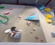 This woman went to a rock climbing gym where she attempted to climb the wall. Although she managed to climb the first rock successfully, she could not grab the next one after jumping, causing her to fall.&#60;br/&#62;&#60;br/&#62;The underlying music rights are not available for license. For use of the video with the track(s) contained therein, please contact the music publisher(s) or relevant rightsholder(s).
