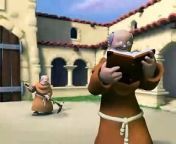 a monk defend his cloister from barbarian invasion. haha lOl that is hilarious i luved it especially the end it remined me of a video game and...egg salad