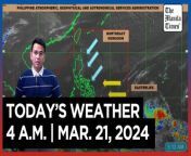 Today&#39;s Weather, 4 A.M. &#124; Mar. 21, 2024&#60;br/&#62;&#60;br/&#62;Video Courtesy of DOST-PAGASA&#60;br/&#62;&#60;br/&#62;Subscribe to The Manila Times Channel - https://tmt.ph/YTSubscribe &#60;br/&#62;&#60;br/&#62;Visit our website at https://www.manilatimes.net &#60;br/&#62;&#60;br/&#62;Follow us: &#60;br/&#62;Facebook - https://tmt.ph/facebook &#60;br/&#62;Instagram - https://tmt.ph/instagram &#60;br/&#62;Twitter - https://tmt.ph/twitter &#60;br/&#62;DailyMotion - https://tmt.ph/dailymotion &#60;br/&#62;&#60;br/&#62;Subscribe to our Digital Edition - https://tmt.ph/digital &#60;br/&#62;&#60;br/&#62;Check out our Podcasts: &#60;br/&#62;Spotify - https://tmt.ph/spotify &#60;br/&#62;Apple Podcasts - https://tmt.ph/applepodcasts &#60;br/&#62;Amazon Music - https://tmt.ph/amazonmusic &#60;br/&#62;Deezer: https://tmt.ph/deezer &#60;br/&#62;Tune In: https://tmt.ph/tunein&#60;br/&#62;&#60;br/&#62;#TheManilaTimes&#60;br/&#62;#WeatherUpdateToday &#60;br/&#62;#WeatherForecast