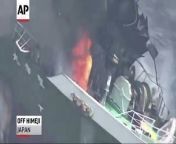 An oil tanker is burning after it exploded off Japan&#39;s coast. The Japanese coast guard says seven crew members were injured and one is missing.