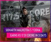 Yodha is an action thriller directed by Sagar Ambre and Pushkar Ojha. It stars Sidharth Malhotra, Raashii Khanna, and Disha Patani and premiered in theatres on March 15, 2024. After three days at the box office, the film earned a decent Rs 17.51 crore, showing steady growth each day. However, the film&#39;s box office collections stand far from the hype generated for the Sidharth Malhotra starrer.