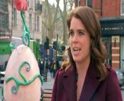 Princess Eugenie reads to children at Sloane Square for the launch of 12 giant decorated eggs in Sloane Square in aid of the Elephant Family charity. Elephant Family works to protect the Asian elephant from extinction in the wild. Report by Covellm. Like us on Facebook at http://www.facebook.com/itn and follow us on Twitter at http://twitter.com/itn
