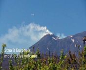 Rare smoke rings rise into the blue sky above Sicily&#39;s Mount Etna. Towering over the island at a height of 3,357 metres, Etna is Europe&#39;s most active volcano and activity has been recorded there for over 3,500 years.