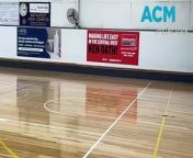 WATCH: Wet courts after significant rain led to leaks all through the Bathurst Indoor Sports Stadium, 2024.