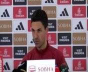 Arsenal boss Mikel Arteta on bouncing back from their Champions League exit against Wolves and the chance to go top of the Premier League being the motivation&#60;br/&#62;London Colney, London, UK